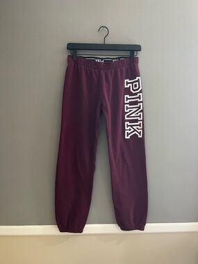 PINK Victoria's Secret Maroon Logo Joggers Soft Comfy Y2K Elastic Waist XS